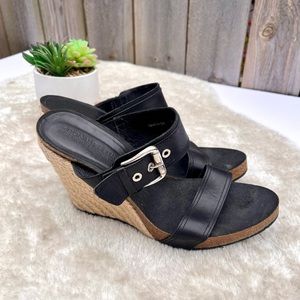 Donald J Pliner | Ghita Black Leather Wedge Sandals Size 10